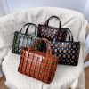 minimalist handcrafted small carryall tote with canvas insert in veg tan calfskin - 图片 2