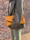 Handmade Italian Vegetable-Tanned Leather Foldable Clutch – Minimalist Large Portfolio Bag