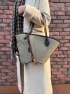 Leather&canvas Neverfull carryall travel handbag/holiday beach tote with matched clutch - 图片 2