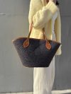 Leather&canvas Neverfull carryall travel handbag/holiday beach tote with matched clutch