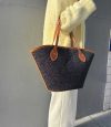 Leather&canvas Neverfull carryall travel handbag/holiday beach tote with matched clutch - 图片 8