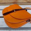 handcrafted crossbody saddle flap-wooden-ring top handle handbag in veg tan calfskin - 图片 14
