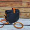 handcrafted crossbody saddle flap-wooden-ring top handle handbag in veg tan calfskin - 图片 20