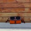 Premium Canvas & Leather shoulder small square Bag in veg-tan calfskin - 图片 9