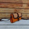 Premium Canvas & Leather shoulder small square Bag in veg-tan calfskin - 图片 4