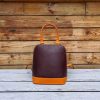 structured dome handbag shell-shaped small backpack in italy veg-tan calfskin