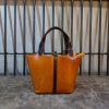 handcrafted leatehr bucket handbag tote with protect feet in italy veg-tan calfskin - 图片 10