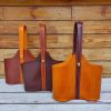 Premium Italian Leather Wine Bottle Bag – Artisan Wine Gift Carrier for 2 Bottles - 图片 2