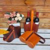 Premium Italian Leather Wine Bottle Bag – Artisan Wine Gift Carrier for 2 Bottles - 图片 3