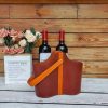 Premium Italian Leather Wine Bottle Bag – Artisan Wine Gift Carrier for 2 Bottles