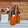 Premium Italian Leather Wine Bottle Bag – Artisan Wine Gift Carrier for 2 Bottles - 图片 8