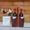 Premium Italian Leather Wine Bottle Bag – Artisan Wine Gift Carrier for 2 Bottles - 图片 10