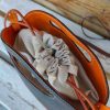 handmade Italian Veg-tan Leather Bucket handbag – 2-in-1 Modular Tote with Detachable Canvas insert - 图片 9