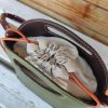 handmade Italian Veg-tan Leather Bucket handbag – 2-in-1 Modular Tote with Detachable Canvas insert - 图片 8