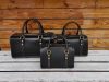 handmade travel weekend duffle handbag-structured boston tote in veg-tan calfskin thrre sizes - 图片 5