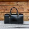 handmade travel weekend duffle handbag-structured boston tote in veg-tan calfskin thrre sizes - 图片 6