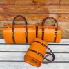 handmade travel weekend duffle handbag-structured boston tote in veg-tan calfskin thrre sizes - 图片 11