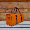 handmade travel weekend duffle handbag-structured boston tote in veg-tan calfskin thrre sizes - 图片 12