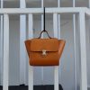 Handmade Italian Vegetable-Tanned Leather Mini Winged Tote – Structured Trapezoid Handbag