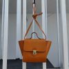 Handmade Italian Vegetable-Tanned Leather Mini Winged Tote – Structured Trapezoid Handbag - 图片 4
