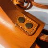 Handmade Italian Vegetable-Tanned Leather Mini Winged Tote – Structured Trapezoid Handbag - 图片 7