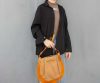 Handmade Italian Vegetable-Tanned Leather & Canvas Drawstring Crossbody Bag - 图片 4