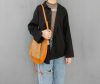Handmade Italian Vegetable-Tanned Leather & Canvas Drawstring Crossbody Bag - 图片 5