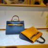 Handmade Minimalist kelly Top-Handle Bag in italian veg-tan leather - 图片 8