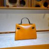 Handmade Minimalist kelly Top-Handle Bag in italian veg-tan leather - 图片 14