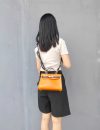 Handmade Minimalist kelly Top-Handle Bag in italian veg-tan leather - 图片 5