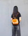 Convertible Leather & Canvas Backpack – Handmade Italian Vegetable-Tanned Leather Crossbody Bag - 图片 13