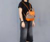Convertible Leather & Canvas Backpack – Handmade Italian Vegetable-Tanned Leather Crossbody Bag - 图片 16