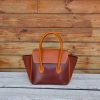handmade structured smile-face doctor handbag in Italian veg-tan calfskin