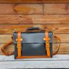 Structured Business Portfolio briefcase with Shoulder Strap italian veg-tan leather - 图片 3