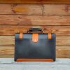 Structured Business Portfolio briefcase with Shoulder Strap italian veg-tan leather - 图片 5