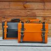 Structured Business Portfolio briefcase with Shoulder Strap italian veg-tan leather - 图片 2
