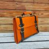 Structured Business Portfolio briefcase with Shoulder Strap italian veg-tan leather - 图片 7