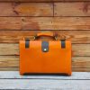 Structured Business Portfolio briefcase with Shoulder Strap italian veg-tan leather - 图片 8
