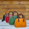 Handmade Italian Vegetable-Tanned Leather Shell handbag – Elegant Dome Satchel - 图片 2