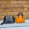 Handmade Italian Vegetable-Tanned Leather Shell handbag – Elegant Dome Satchel - 图片 4