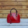 Handmade Italian Vegetable-Tanned Leather Shell handbag – Elegant Dome Satchel - 图片 5