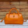 handmade architectural bowling tote handbag with sculptured silhouette in italian ve-tan calfskin - 图片 5