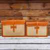 minimalist handmade business clutch document case in italian ve-tan calfskin and canvas - 图片 2