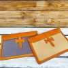 minimalist handmade business clutch document case in italian ve-tan calfskin and canvas - 图片 4