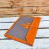 minimalist handmade business clutch document case in italian ve-tan calfskin and canvas - 图片 7