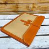 minimalist handmade business clutch document case in italian ve-tan calfskin and canvas - 图片 10