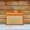 minimalist handmade business clutch document case in italian ve-tan calfskin and canvas