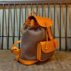 Handmade canvas-leather Drawstring Backpack italy veg-tan  calfskin Two Sizes Available - 图片 5