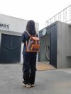 Handmade canvas-leather Drawstring Backpack italy veg-tan  calfskin Two Sizes Available - 图片 4