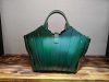 Handmade Architectural Pleated Leather Tote – Minimalist Structured Sculptural Handbag